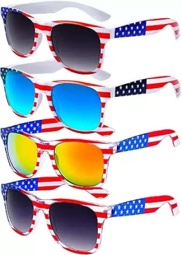 knliwkm American Flag Sunglasses for Men USA American Flag Glasses Fourth of July Accessories