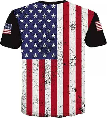 KYKU American Flag T Shirt Men July 4th Patriotic USA Stars and Stripes T-Shirt