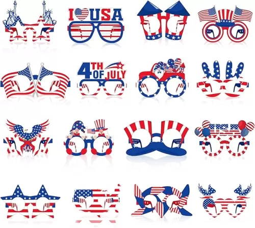 Liliful 4th of July Paper Glasses Bulk Patriotic Paper Eyeglasses Party Independence Day Photo Booth Props 4th of July Decorations for Independence Day American Souvenir USA Flag Party Supply(32 Pcs)