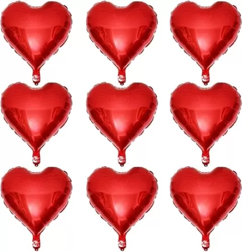 Lovoir 10 Pcs Red Heart Shape Foil Mylar Balloons 18 Inch Love Balloons for Valentine's Day Birthday Party Decorations Wedding Engagement Romantic Decor (Red)