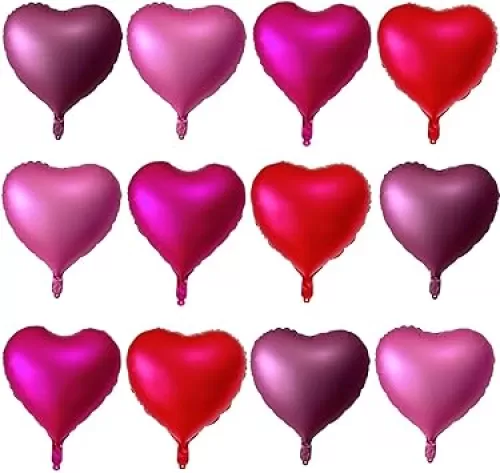 Lovoir 12 Pcs Red Heart Shape Foil Mylar Balloons 18 Inch Love Balloons for Valentine's Day Birthday Party Decorations Wedding Engagement Romantic Decor(Metallic Color)