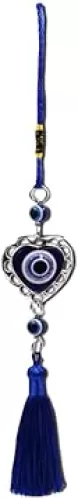Lucky B-Heart Evil Eye Car Hanging Ornament, Rear View Mirror Hanging Accessories, Car Interior Decorations, Blue Eye Charms Pendant for Women & Men