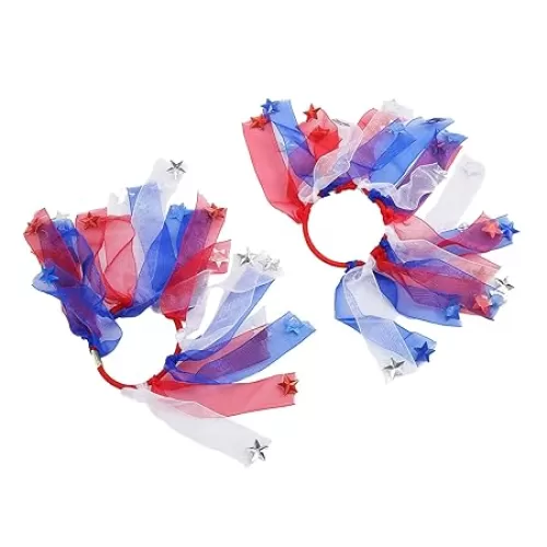 MADISON TYLER American Hair Ties for Woman | Red White and Blue Hair Elastic 2 Pack | Perfect for the Patriotic | Wear for Summer Parties and 4th of July