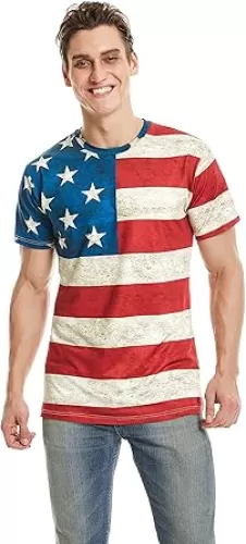 Mens American Flag T-Shirt Patriotic Vintage Shirts 4th of July Short Sleeve Hipster Tee Shirt