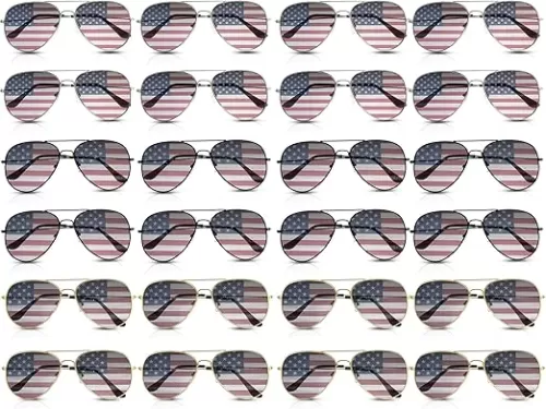 Mepase American Flag Sunglasses Bulk USA Glasses for Women Men Patriotic 4th of July Independence Memorial Day Party Favors