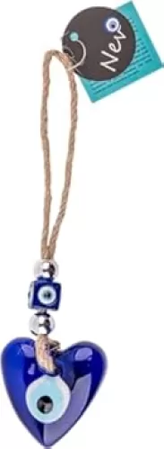 nevfactory Nazar Boncuk Evil Eye Wall Decoration – Handmade Heart Shape Turkish Eye Made of Glass