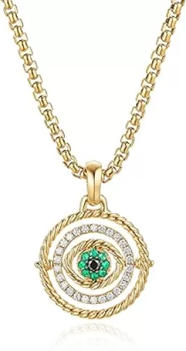 NUZON 2-Tone Interlocking | Sunburst Heart | CZ Evil Eye | Single Pearl | Love Heart Pendant Necklace for Women 18K Gold Chain Necklace Protection Prayer Faith Jewelry