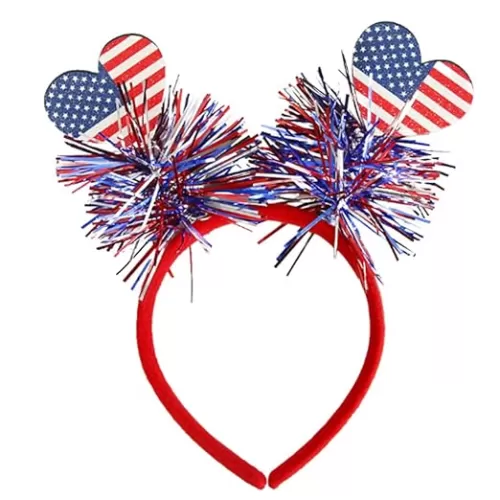 QDTK Fourth of July Headband Flag Heart Ribbon Patriotic Head Boppers Cute Design Energetic Hair Band Hair Accessories Holiday Party Headdress Hair Supplies for Women Girls