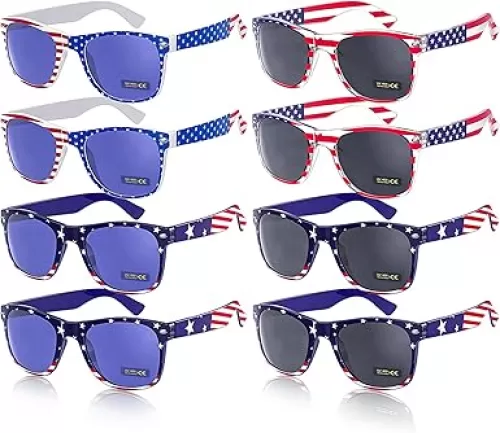 Roberly 8 Pairs American Flag Sunglasses, 4th of July Sunglasses Accessories for Women Men Teens Patriotic Party Favors Supplies 4th of July Independence Day Memorial Day Decorations