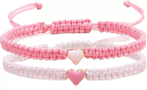 Set of 2 Colorful Heart Beaded Matching Bracelets for Couples and Friendships | Adjustable Couple Bracelets set | Friendships Bracelets set | Couples Gift for Anniversary | Best Friend Bracelets | Gift for Boyfriend Girlfriend | Valentines Gifts | Lo