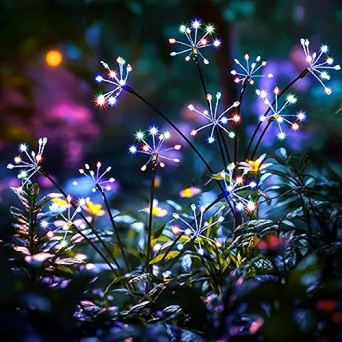 Solar Garden Decor Lights Outdoor, 4th of July Decorations Firework Solar Powered Lights Waterproof for Yard Patio Porch, Fairy Gardening Supplies Gifts Firwork(8 Pack Multi-Colored)
