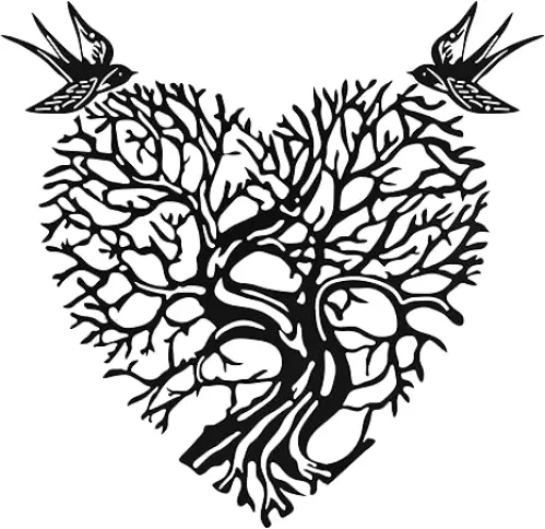 SuepeUsop Black Metal Bird Wall Art Decor, 2 Birds and Heart shaped Hollow Tree Iron Sculpture Hang for Outdoor Indoor Living Room Bedroom Balcony Garden Ornament