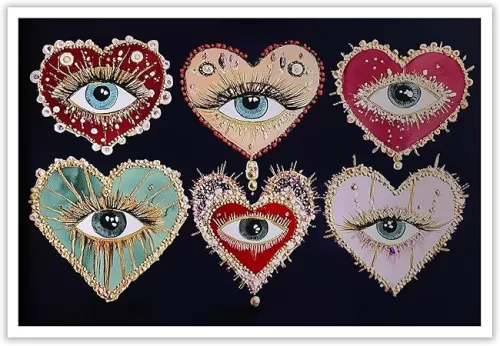 Trendy Psychedelic Heart Eye Wall Art Evil Eye Heart Love Canvas Posters Gothic Maximalist Dark Aesthetic Jewel Toned Prints Painting For Living Room Bedroom Wall Decor 12x16in Unframed