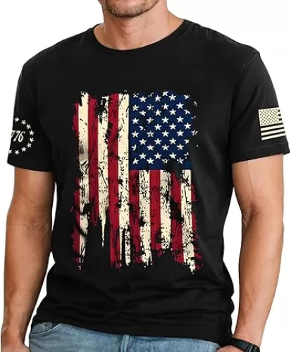 USA American Flag Patriotic Shirts 4th of July Shirts Men Memorial Day Independence Day Vintage Graphic Tees Tops