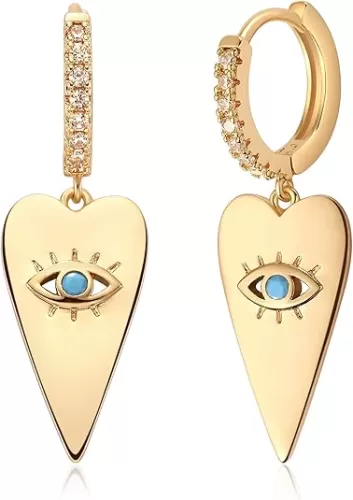 VACRONA Gold Heart Hoop Earrings Huggie Earrings for Women 14k Gold Plated Small Hoops Earrings