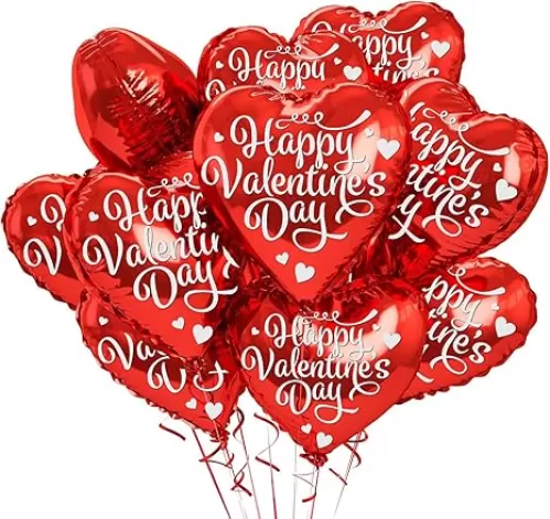 Valentines Day decorations Heart Shape Foil Balloons 18 inch Happy Valentines Day Balloons for Wedding Engagement Anniversary Valentine Party Decorations