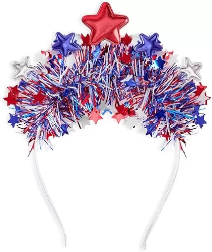 xo, Fetti Happy Fourth of July Star Headband | USA Party Favors, American Flag Supplies, 4th of July Decorations, Stars and Stripes Decor, Red White and Blue, Olympic Theme Bday Patriotic Accessory