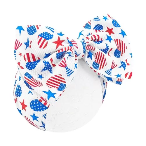YanJie 4th of July Baby Headbands, Girl Hair Accessories with American Flag in Heart Patterns, Independence Day Toddler Hair Wrap Girl Outfits