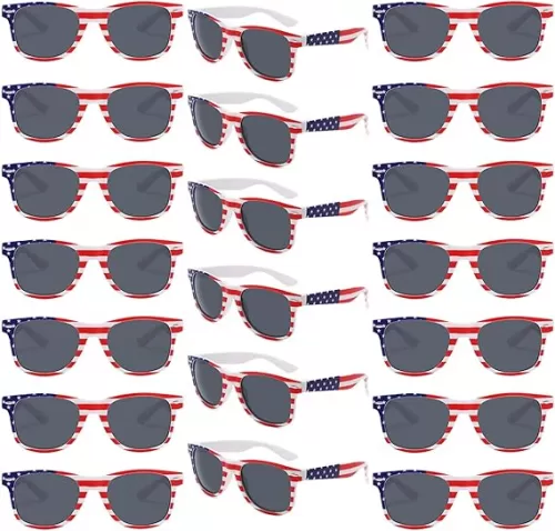 YQVIE Bulk American Flag Sunglasses Retro 90s Style Sunglasses for Men Women Independence Day Party Supplies UV400 Protection