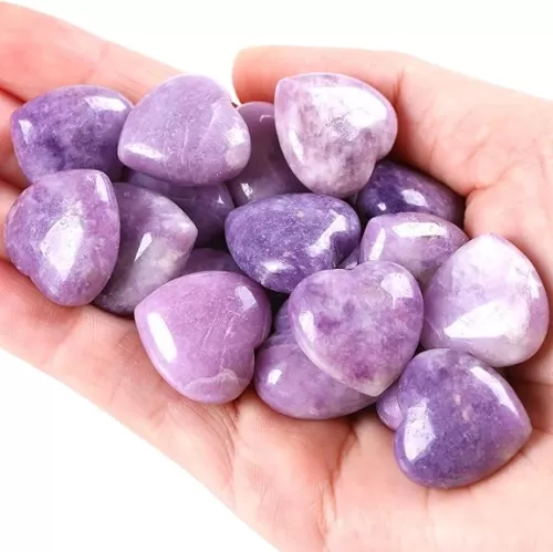 10 PCS 0.8 * 0.8 Inches Thicken Heart Crystals Amethyst Natural Healing Crystal Polished Hearts Carved Stones Rose Quartz Palm Gemstones Reiki Energy Balancing Worry Stone Meditation Love Gift