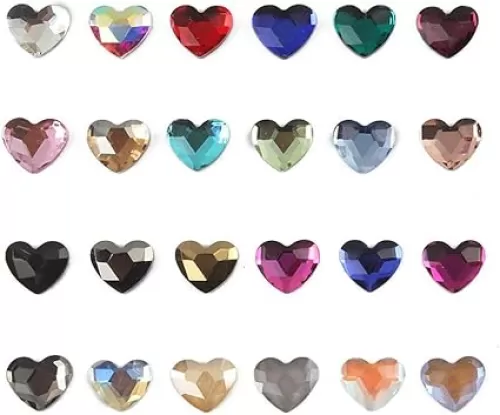 100Pcs Shiny Nail Art Rhinestone Heart Shape Flatback Rhinestone Nail Gem Jewels Crystal Nail Charms for Nails Art Clothes Phone DIY Craft Decorative Accessories, Random Color