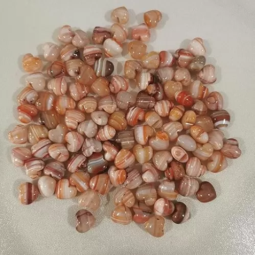 20 Pcs Mini Stripes Agate Heart Love Healing Palm Crystal Energy Stone(0.6 Inch)