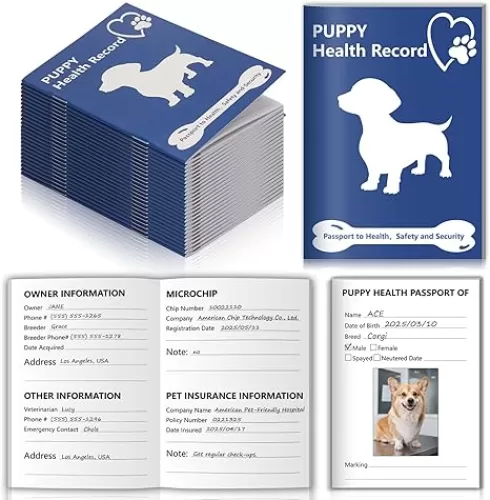 25 Pack Puppy Shot Record Booklets 12 Sheets Per Pack Dog Vaccination Record Book Dog Health Records 5*3.5inch Dog Information Record Notebook dog medical and vaccine book for Pet Lovers Doggy Medical