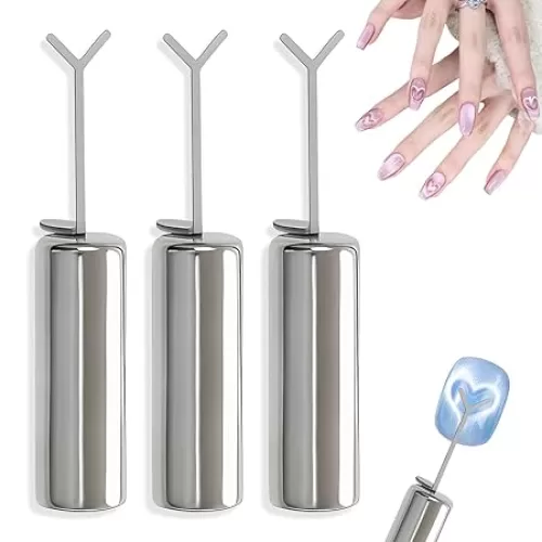 3 Pcs Heart Cat Eye Magnet for Nails, Cat Eye Magnetic Nail Art Tool Set, Heart Shaped Magnets for Cat Eye Gel Nail Polish, Magnet Sticks with Y-Shaped Guide for Nails, DIY Manicure Kit