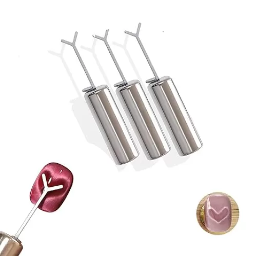 3 PCS Heart Cat Eye Magnet For Nails, Heart For Cat Eye Gel Polish, Heart Magnet For Nails, Cat Eye Magnetic Nail Art Tool Setmagnet Sticks With Y-Shaped Guide For Nails, Diy Manicure Kit, Home