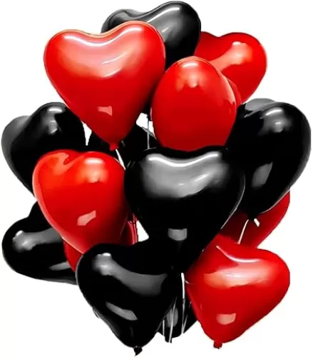 30 Pcs Black Red Heart Latex Balloons, 10 Inch Latex balloons for Graduation Brithday Balloon Wedding Balloon Decoration