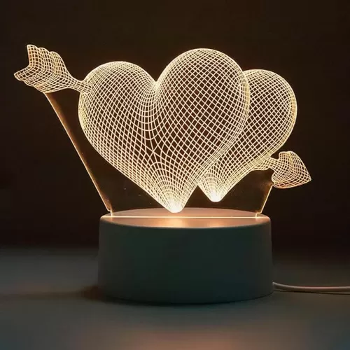 3D Night Light, Heart lamp, 3D Illusion Led Night Light with 7 Color Options Touch Bedside Lamp, Bedroom Home Decor, Can be Powered by Batteries (excluding Batteries)