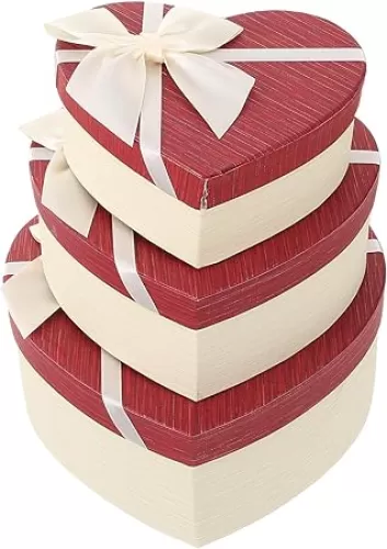 3PCS Heart Shaped Box Valentines Day Heart Boxes with Lids Cover Ribbon for Flowers Arrangements Valentines Day Wedding Presents Box