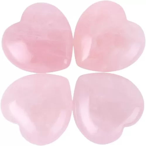 4 Pcs Natural Rose Quartz Love Heart Palm Stone Reiki Balancing Worry Stone(1 Inch)