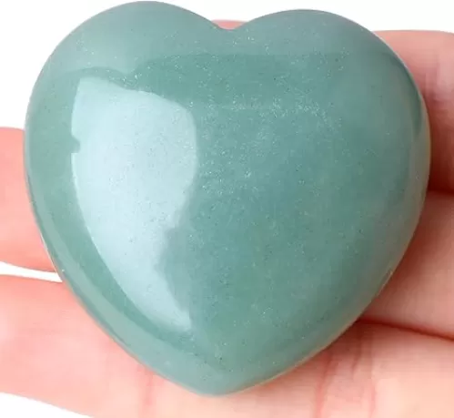 40mm Natural Green Aventurine Large Heart Stones Healing Crystals Gemstones Gifts Heart Shaped Rocks for Home Decor Reiki Meditation Women