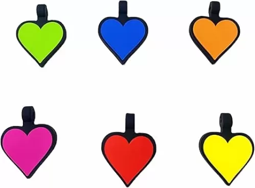 6 Pack Heart Shape 6 Colors in One Set, Silent Dog Name Tag, No More Jingling Heart Pet Tags, Durable & Silent Dog ID Tag