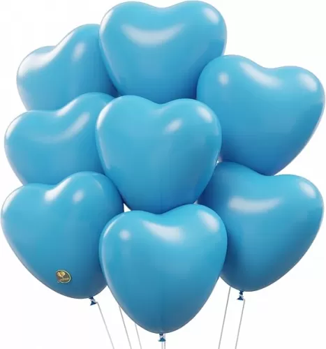 AFTERLOON® Biodegradable Balloons 24 pcs Light Blue 12 Inch Heart Shaped, Thickened Extra Strong Natural Latex Helium Float, Proposal Marriage Love Baby Shower Gender Reveal Wedding Bridal