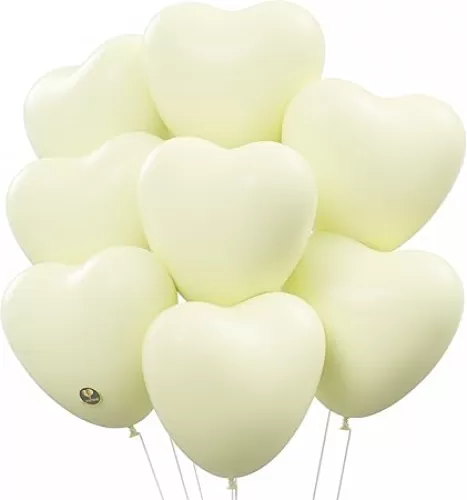 AFTERLOON® Biodegradable Balloons 24 pcs Pastel Yellow 12 Inch Heart Shaped, Thickened Extra Strong Natural Latex Helium Float, Propose Marriage Love Baby Shower Gender Reveal Wedding Bridal