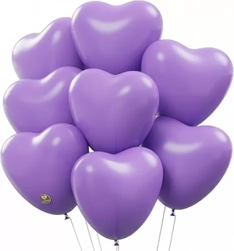 AFTERLOON® Biodegradable Balloons 24 pcs Purple 12 Inch Heart Shaped, Thickened Extra Strong Natural Latex Helium Float, Proposal Marriage Love Baby Shower Gender Reveal Wedding Bridal Corazones
