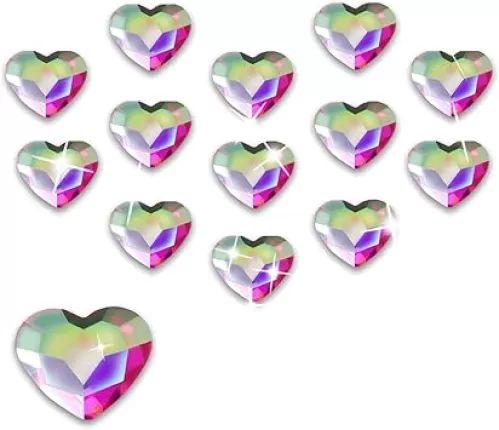 Allstarry 100pcs Flatback Rhinestones Heart-shaped Irridescent Face Gems Eye Gemstones Nail Charms for Crafts AB Glass Crystals for Jewelry Making, Eye Makeup- 6mm