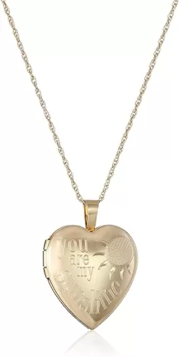 Amazon Essentials 14k Gold-Filled "You Are My Sunshine" Heart Locket Necklace, 18" (previously Amazon Collection)