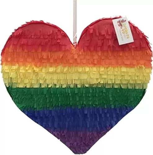 APINATA4U 17" Rainbow Heart Piñata – Perfect for Rainbow-Themed Birthday Parties, Anniversaries, Weddings, and Bridal Showers – Fun and Festive Decoration for All Celebrations