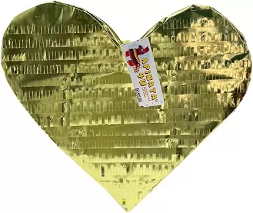APINATA4U Gold Heart Pinata, Wedding & Bridal Shower Party Decorations, Valentine’s Day Gift for Girlfriend, Loved Theme Glitter Confetti Pinata, Engagement & Anniversary Party Supplies
