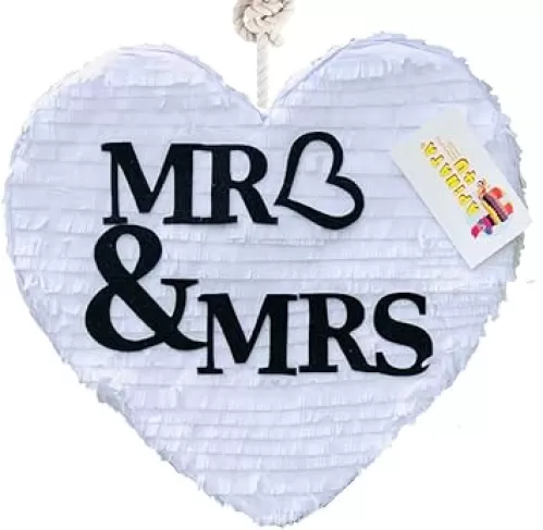 APINATA4U Mr & Mrs Heart Pinata – Romantic Wedding Celebration Decoration, Perfect for Bridal Showers, Engagement Parties, and Anniversaries – Elegant, Sturdy, and Ready to Fill