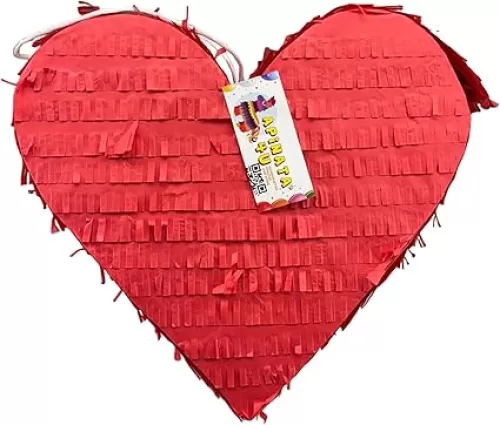 APINATA4U Red Heart Pinata, Wedding Supplies, Bridal Shower & Valentines Day Gift, Love Theme Decor, Romantic Heart Pinata for Weddings & Anniversaries, Party Favor, 17 X 17 X 4 Inches