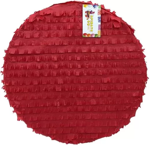APINATA4U Round Shape Solid Color Red Pinata for DIY Customizable Theme Create Your Own Theme Party Baby Shower Kids Birthday Decorations Creative Supplies Fun Party Celebration, 16x16 Inches