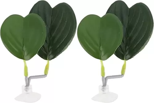 Betta Fish Bed, Betta Leaf Bed, Plastic Betta Hammock, Betta Hammock Pad with Suction Cup, Betta Heart-Shaped Leaf Bed Aquarium Decor, Green 2 Pcs