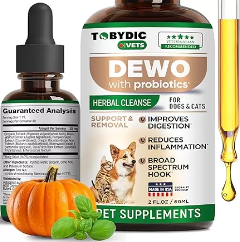 Broad Spectrum Herbal Intestinal Defense with Probiotic for Cats & Dogs - Natural Support Helps to Remove Toxins - Supplement Drops - Made in USA