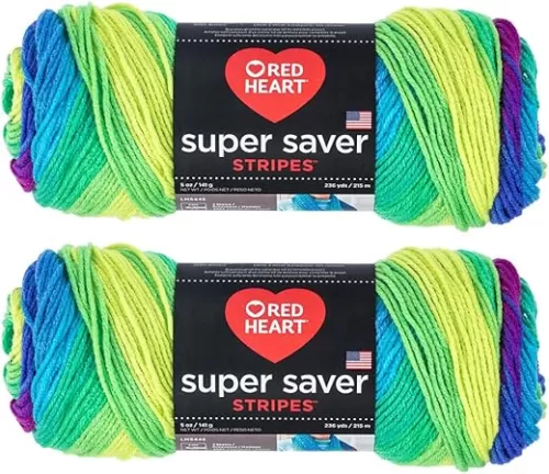 Bulk Buy: Red Heart Super Saver (2-Pack) (Parrot Stripe, 5 oz Each Skein)