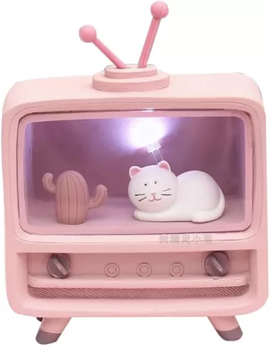 Cat Night Light, LED Bedside Lamp, Cat Lamp for Chidren Girls Bedroom (Sitting Position Heart Lamp)