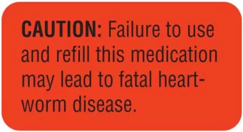 Caution Failure to Use Medication Stickers, Doctor Stuff Veterinarian Stickers, 1-5/8" x 7/8", Fluorescent Red, 560/Roll, Tabbies Vet V-AN252